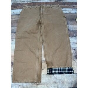 Carhartt Brown Flannel Lined Carpenter Original Fit B111 BRN Sz 44 (2929)